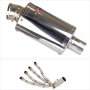 Lextek OP4 Polished S/Steel Exhaust 200mm with Link Pipe for Yamaha FZ1 (06-15)