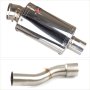Lextek OP4 Polished S/Steel Exhaust 200mm with Link Pipe for Ducati Monster 1200 (14-19)