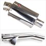 Lextek OP4 Polished S/Steel Exhaust 200mm with Link Pipe for Yamaha FZS 600 Fazer (97-03)