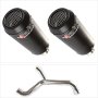 Lextek CP9C Full Carbon Exhaust 180mm Twin Underseat with Link Pipe