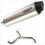 Lextek RP1 Gloss S/Steel Oval Exhaust 400mm Twin Underseat with Link Pipe