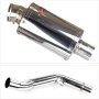 Lextek OP4 Polished S/Steel Exhaust 200mm with Link Pipe for Kawasaki Z800 (13-16)