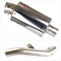 Lextek OP4 Polished S/Steel Exhaust 200mm High Level with Link Pipe for Yamaha YZF R6 (17-...