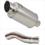 Lextek YP4 S/Steel Stubby Exhaust 200mm Low Level with Link Pipe