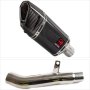 Lextek SP11C Gloss Carbon Fibre Exhaust 200mm with Link Pipe for Honda CBF600 F N (04-07)