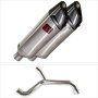 Lextek SP4 Polished Stainless Steel Exhaust 300mm Twin Underseat with Link Pipe