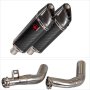 Lextek SP9C Gloss Carbon Fibre Exhaust 300mm with Link Pipes for Honda CBF1000 (06-10)