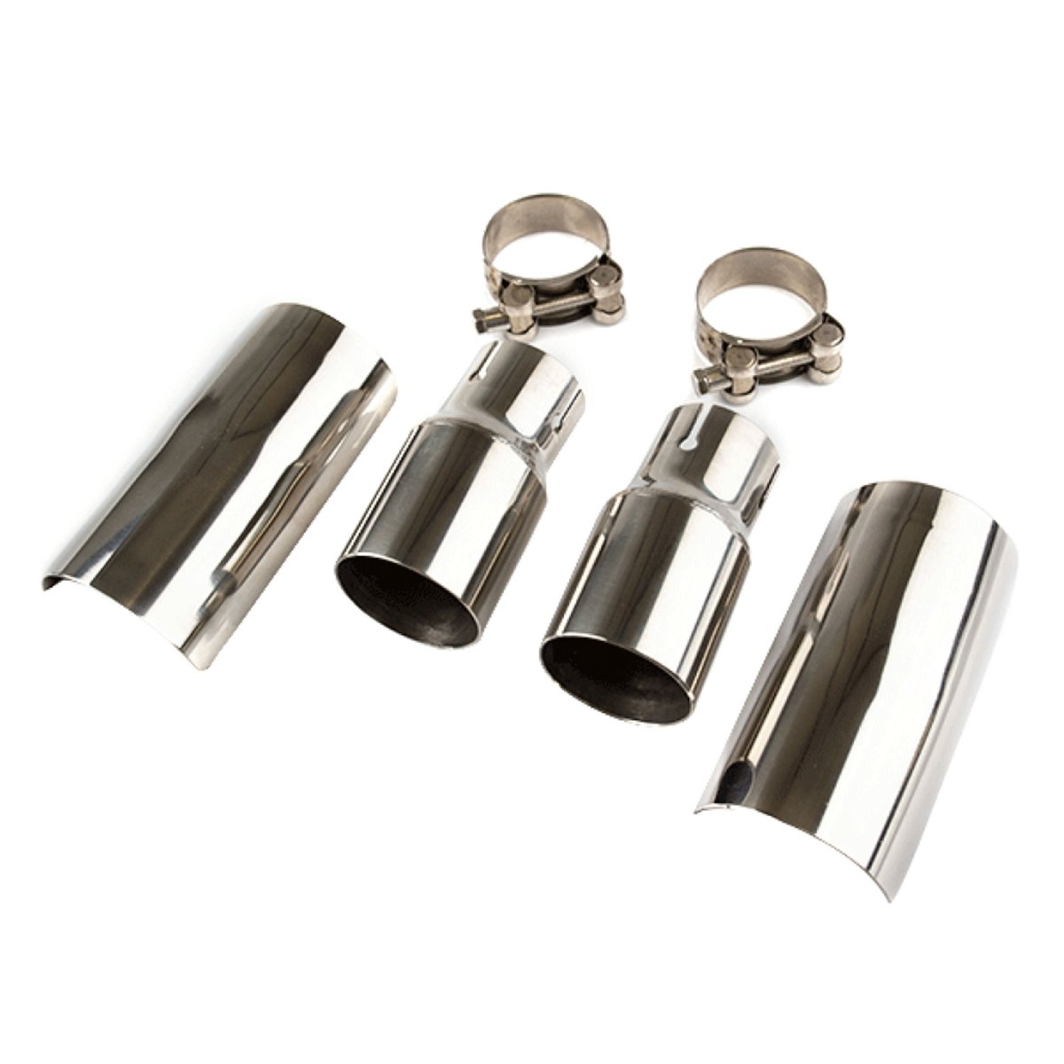 Lextek Stainless Steel AC1 Polished 350mm Exhaust with Link Pipe Black Silencer - Photo 1