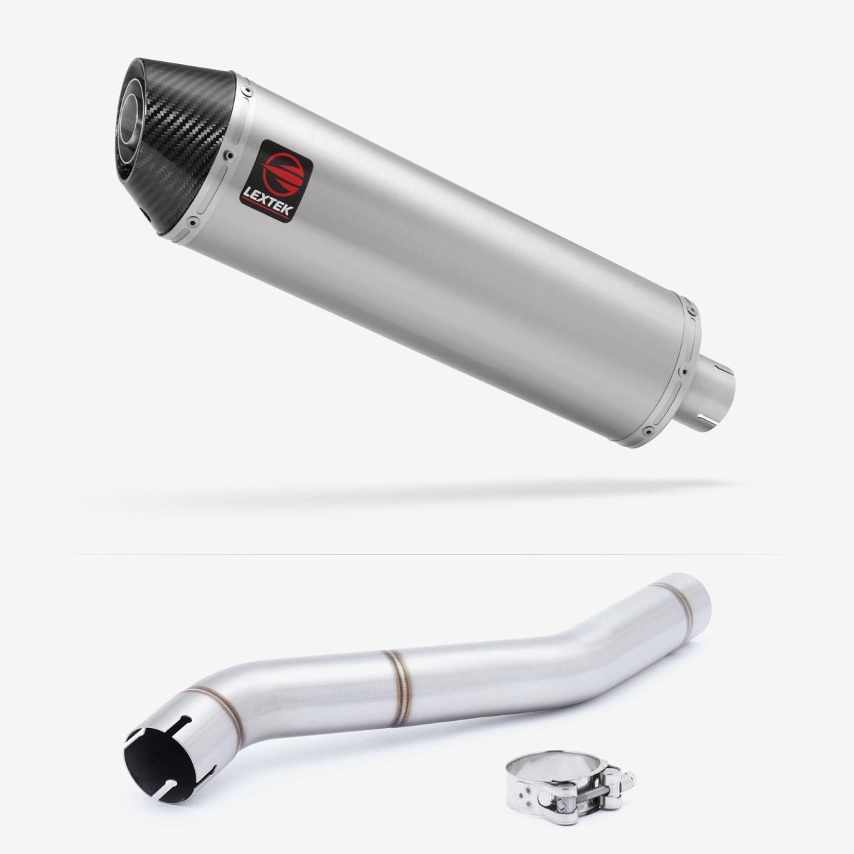 Lextek Lextek Stainless Steel RP1 Brushed 400mm Exhaust with Link Pipe Silencer Chrome - Main Image