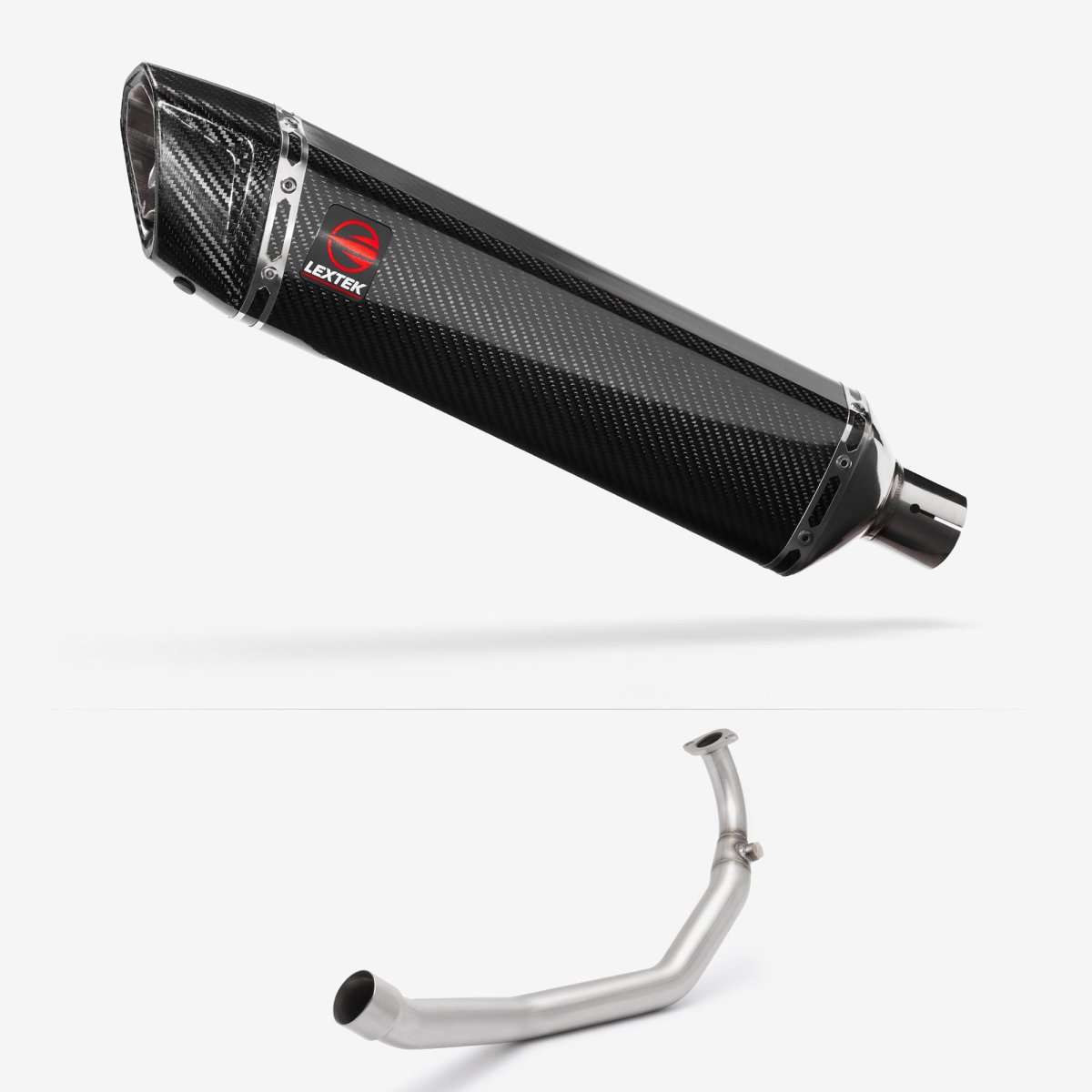 Lextek Carbon Fibre SP7C 400mm Exhaust System for Yamaha YZF R125 Black Silencer
