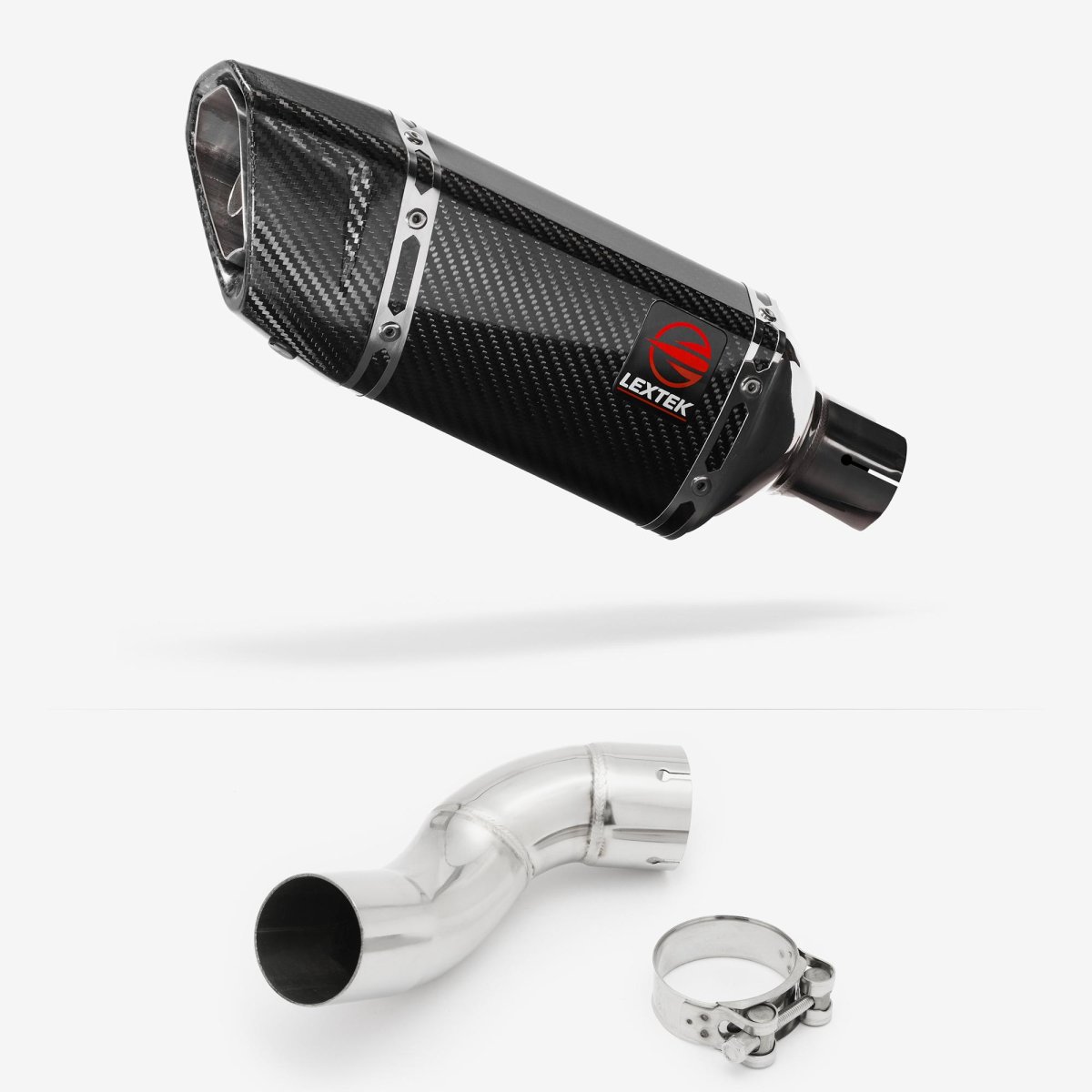 Lextek Carbon Fibre SP11C 200mm Exhaust with Link Pipe Silencer Rear Polished